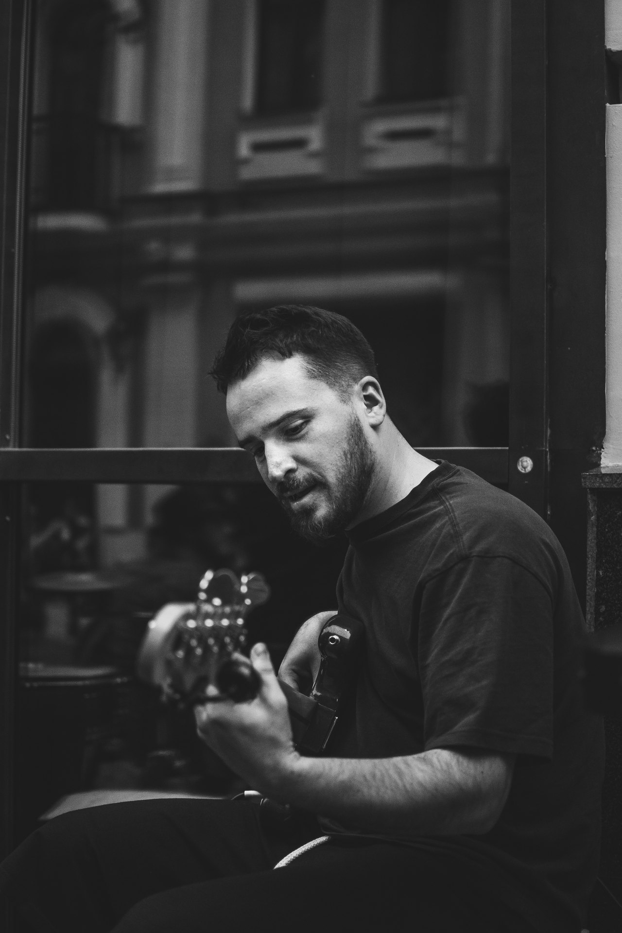 Anton Panfilov playing guitar